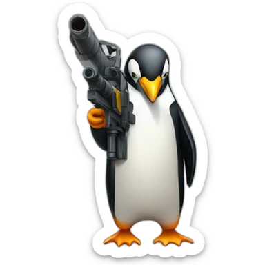 penguin with minigun negev sticker