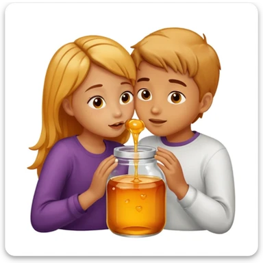 A boy and a girl inside a jar of honey hugging and kissing sticker