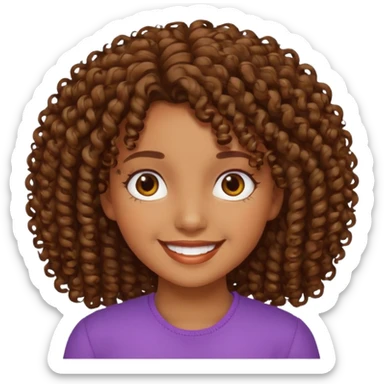 Una chica morena de cabello rizado sticker