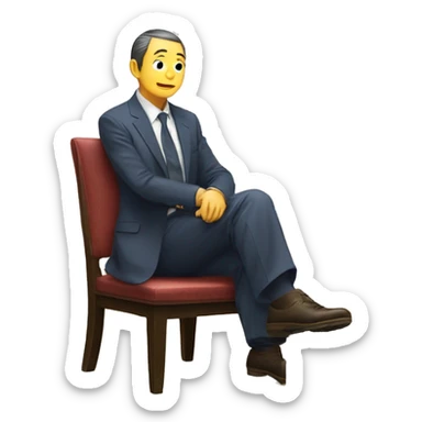 A Japanese gentleman takes off his shoes and sits "seiza" on a chair. sticker
