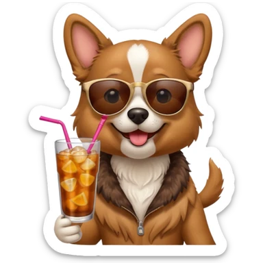 dog with sunglasses and drink sticker