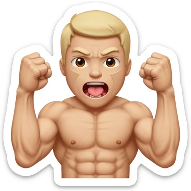 Tongue out face with two fists on top of eachother below the face sticker