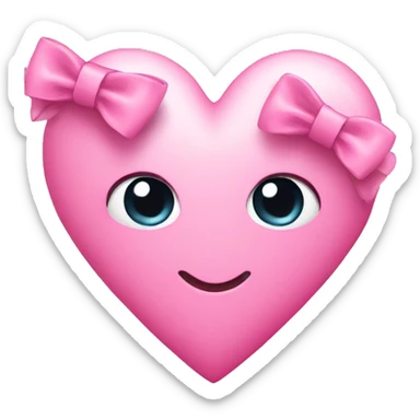pink heart with cute pink bow sticker
