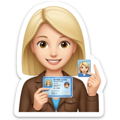 girl holding a drivers license sticker