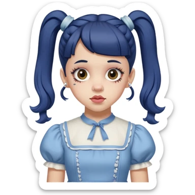 Melanie Martinez with split her ponytails with the k-12 dress sticker