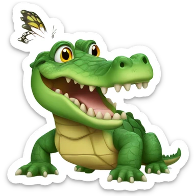 Crocodile with a turtle face and butterfly wings sticker