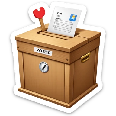 ballot box with voting slip being inserted sticker