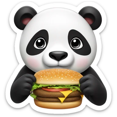 Panda eating hamburgers sticker