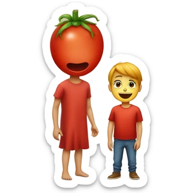 a human tomato whit a child sticker
