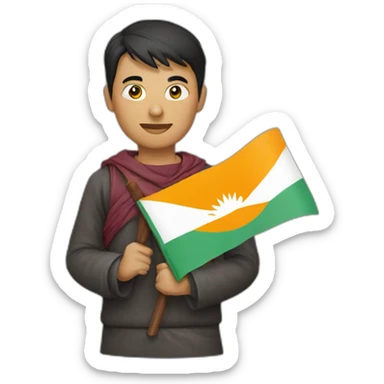 A man hold Bhutan flag sticker