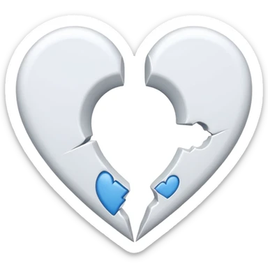 a white heart broken into two pieces sticker