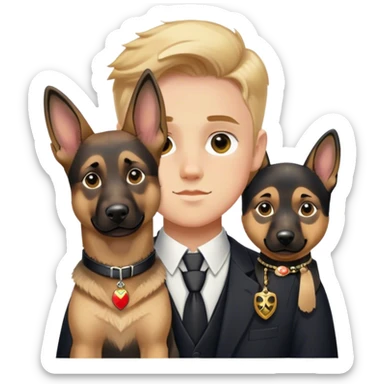 dapper boy with accessories and german shepard sticker