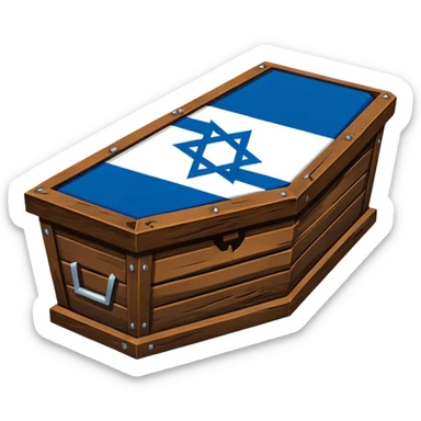 Israel flag star turning inwards to look like trash then a coffin till it says the end in all blue background  sticker