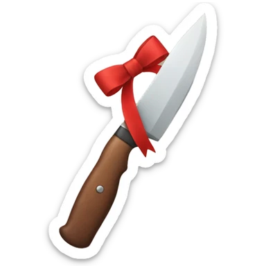 create a knife emoji and make the knife red with a bow on the handle sticker