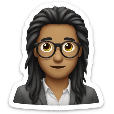 long black hair guy with circle eyewear sticker