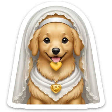 bride dog with white veil sticker