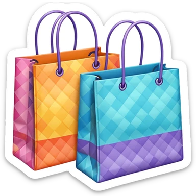 2 aesthetic shopping bag with pattern sticker