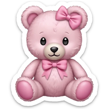 light pink adorable teddy bear with bow sticker