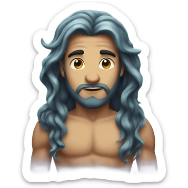 Merman with long hair sticker