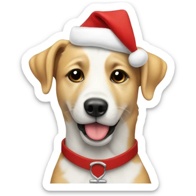 perro pastor catalan blanco con garro de navidad sticker