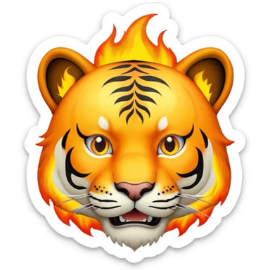 tiger face version of This is Fine meme with small flames for Twitch emote sticker