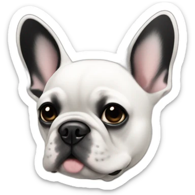 White French bulldog with black on the right and ears, black eyes sticker