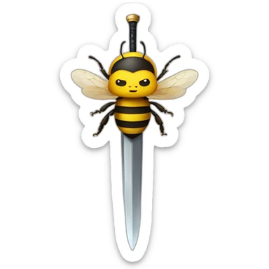 a bee with a massive sword sticker