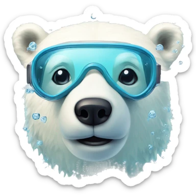 cute polar bear swimming in water with goggles sticker