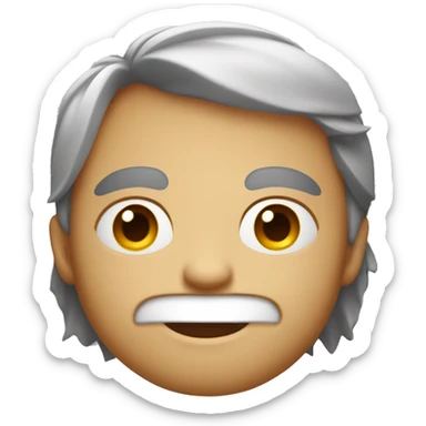 character face with long red hair. He has a black patch over one eye and the other eye is wide open. The character smiles, showing his teeth, and a bead of sweat is visible on his forehead, which may indicate excitement or tension. sticker