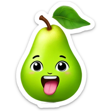 Shiny Green Cute pear with tongue sticker