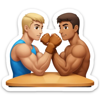 two people arm wrestling sticker