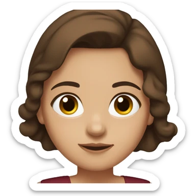 girl with brown hair and brown eyes wearing a burgundy off the shoulder top sticker