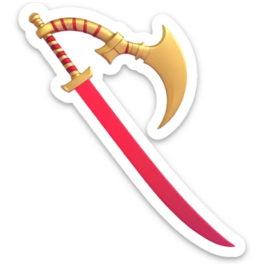 Golden sickle weapon with red highlights, Reaper symbol sticker