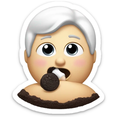 A fat person eating an Oreo sticker
