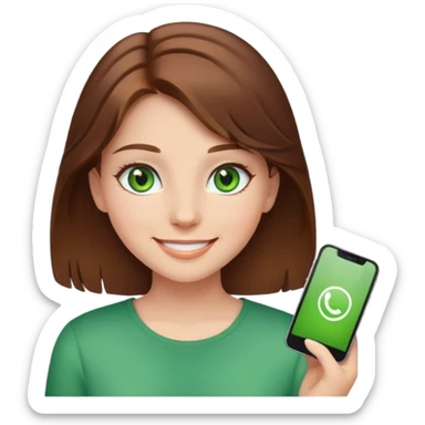 Girl with brown hair and green eyes smiling sticker