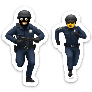 Police officer chasing man in a ski mask sticker