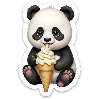 Panda eating ice cream sticker