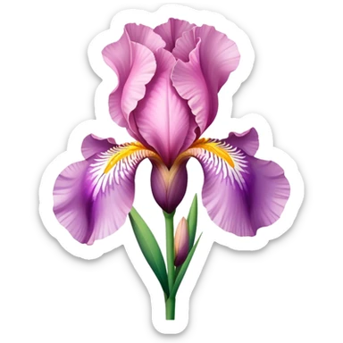 single Pink Iris, straight stem sticker