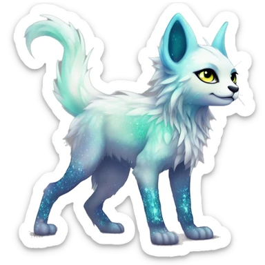 Cool cute Kawaii edgy ethereal futuristic modern epic fantasy animal sparkle fursona Fionbri creature by griffsnuff & LiLaiRa & Falvie full body sticker