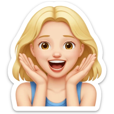 Girl choking her throat laughing with two hands sticker