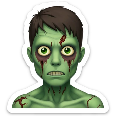 pretty brunette zombie man with green skin sticker