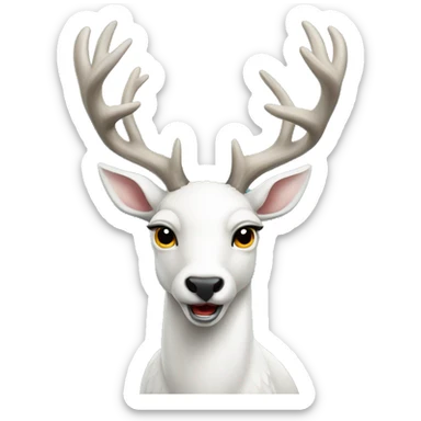 A white deer,with a fierce expression  sticker