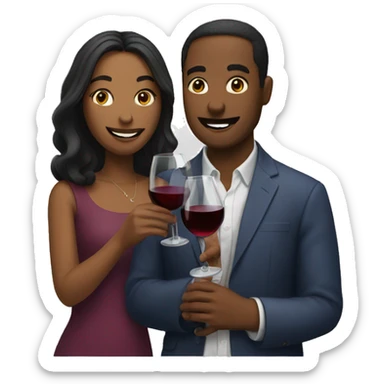 man and woman drinking wine sticker