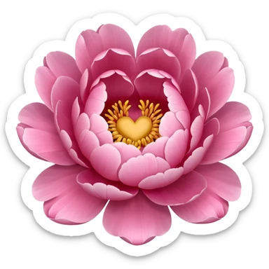 Peony of soft pink color with a heart sticker