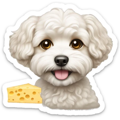 maltipoo dog with cheese  sticker