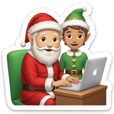 christmas chats - typing - online chats - with santa and a elf sticker