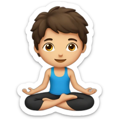 brunette boy doing yoga sticker