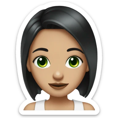 girl, dark hair, green eyes, nose wing piercings and septum.  sticker