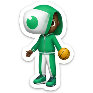 Squid game player in green track suit  sticker