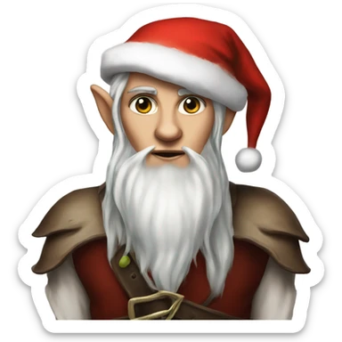 rogue male elf fantasy wearing santa hat sticker